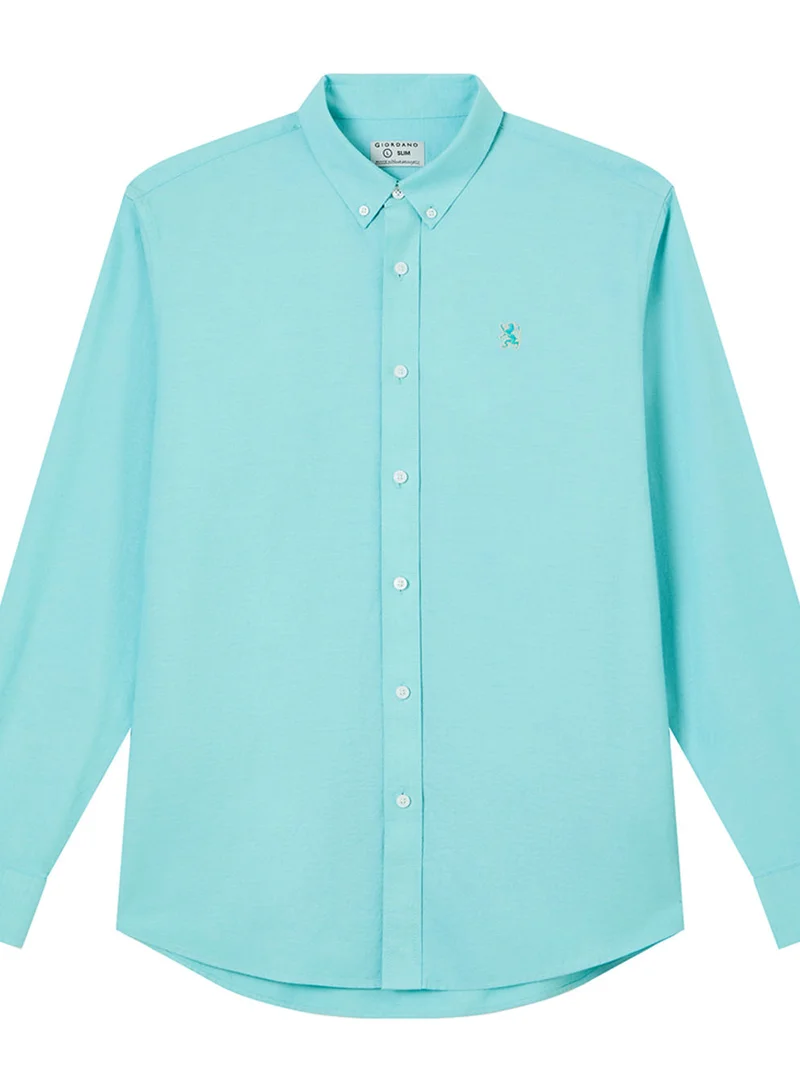 GIORDANO Men’s Cotton Slim Oxford Shirt with Embroidery